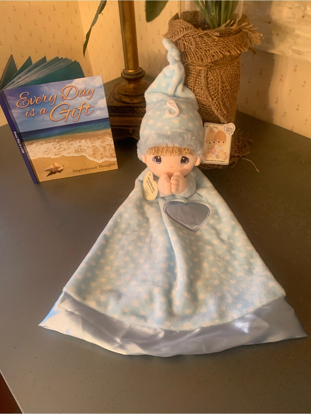Aurora, NEW WITH TAGS Precious Moments  lovey prayer baby boy security blanket.